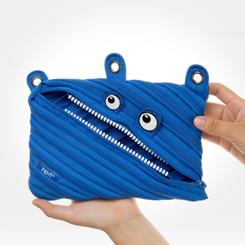 ZIPIT Monster Pencil Case for Kids, Cute 3-Ring Binder Pencil Pouch for Boys, Girls and Teens, Stationery Bag for School ,Blue - Image 5